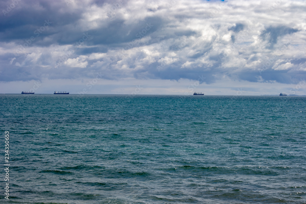 Landscape of a beach in a cloudy day