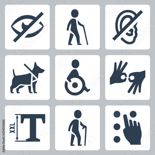 Disabled releated vector icons set