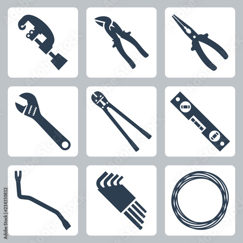 Hand tools vector icons set