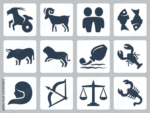 Signs of the zodiac vector icons set