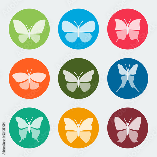 Vector colorful butterflies icons set