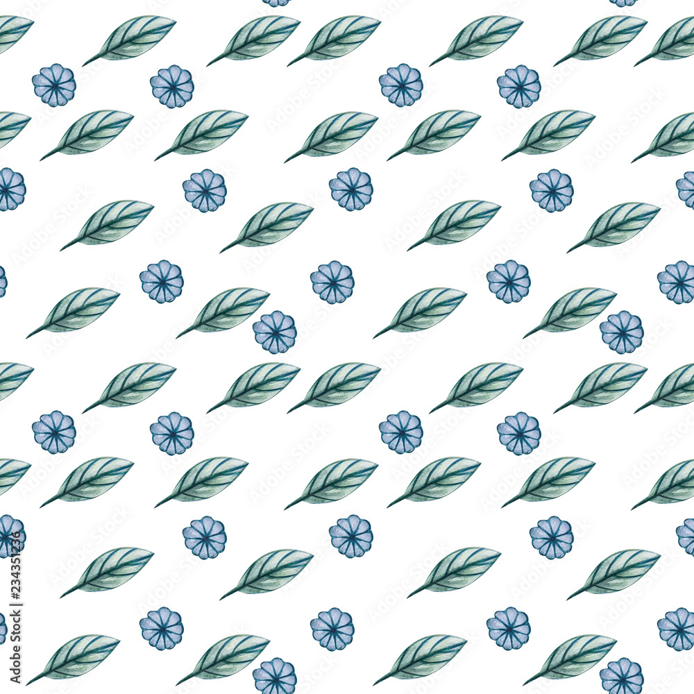 Seamless pattern with leaves on white background. Seamless pattern with leaves on white background.