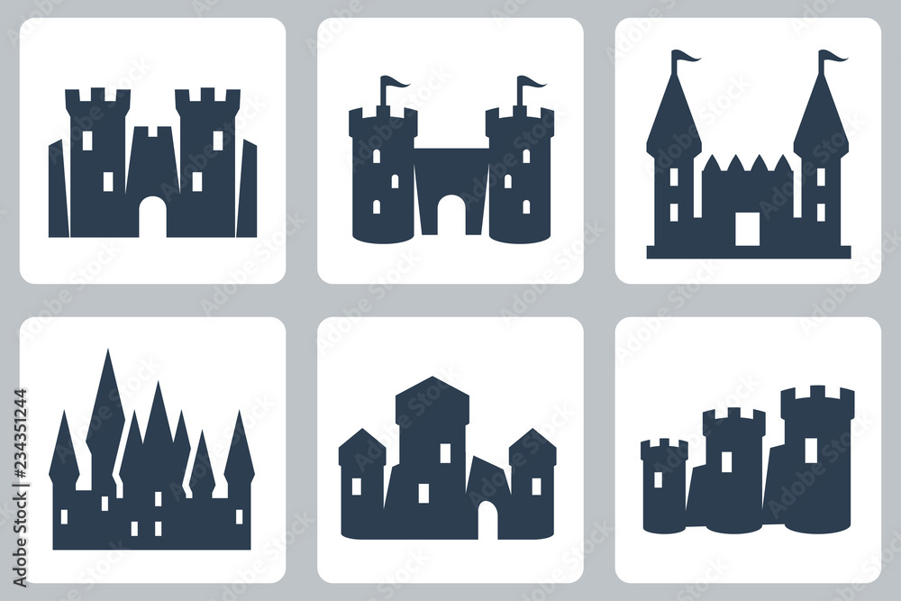 Castles vector icons set