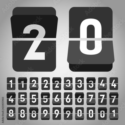 Vector flip clock, flat style