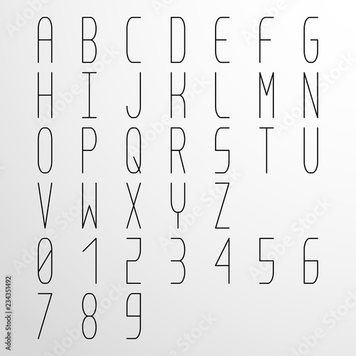 Vector condensed monospaced light font