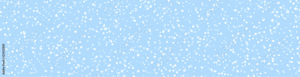 Blue abstract banner with snow for winter, Christmas and New Year decorations.