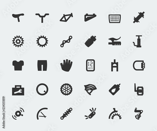 Spare parts for bicycle vector big icons set