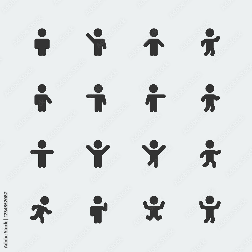 Stick men vector icons set Stick men vector icons set