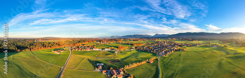 Dorf in Bayern im Herbst Drohnenaufnahme photo