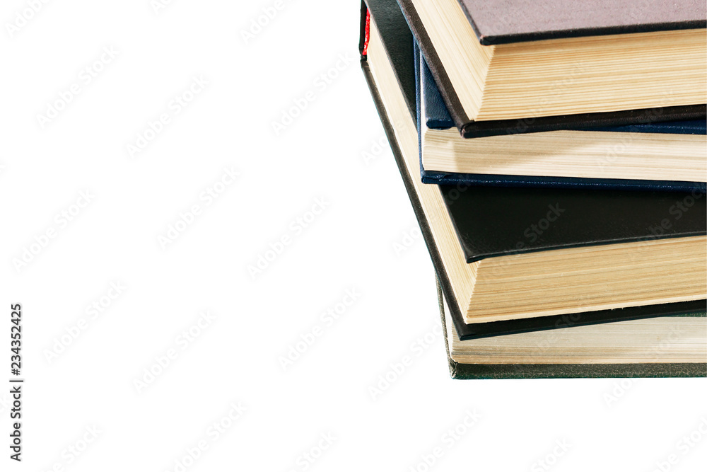 pile of old books on white background. Isolated background. pile of old books on white background. Isolated background.