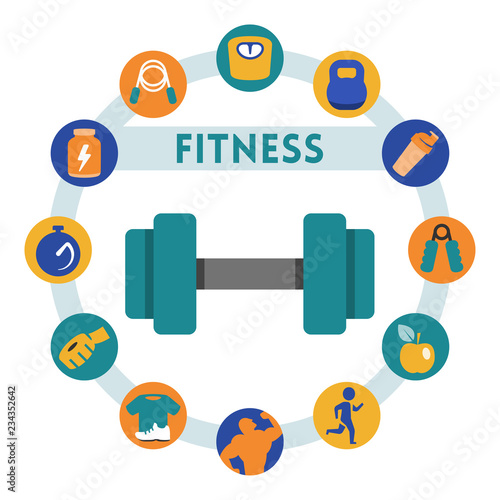 Fitness related vector infographic, flat style