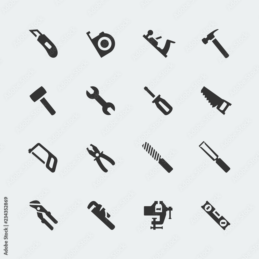 Tools vector mini icons set Tools vector mini icons set