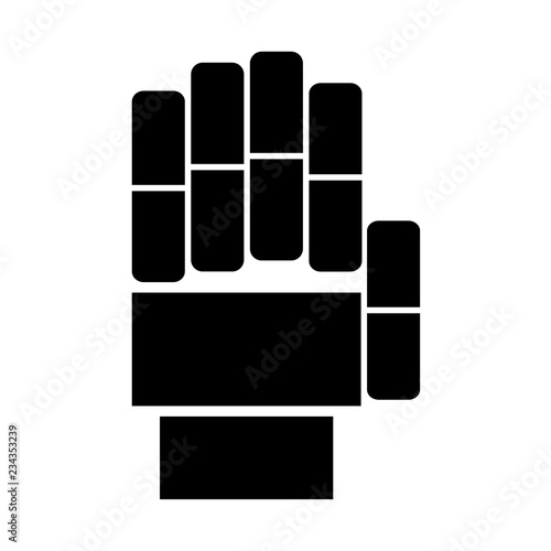 Robot hand palm. Black technology icon isolated on white.