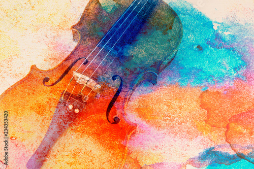 Fototapet Abstract violin background - violin lying on the table