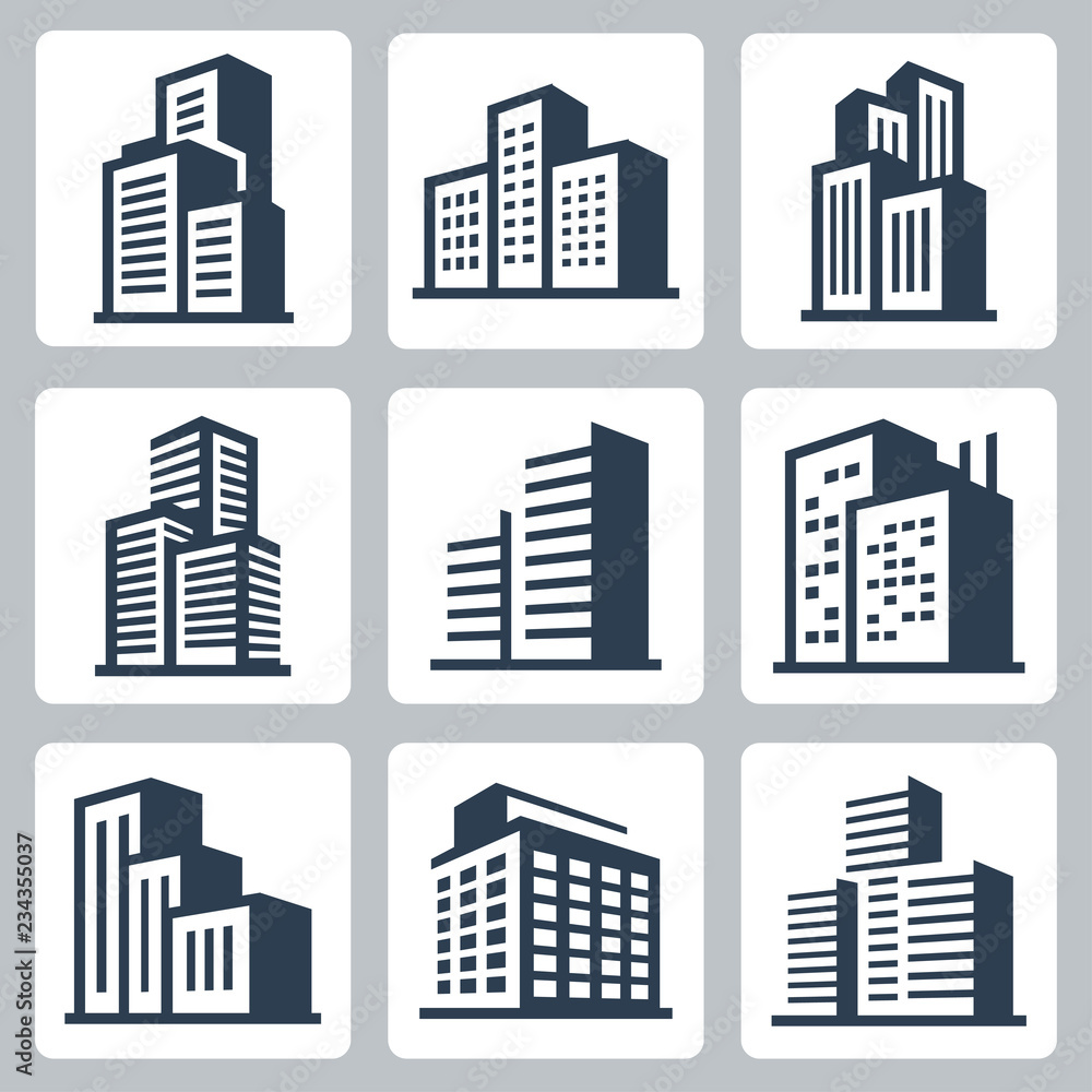 Obraz premium Vector city buildings icon set