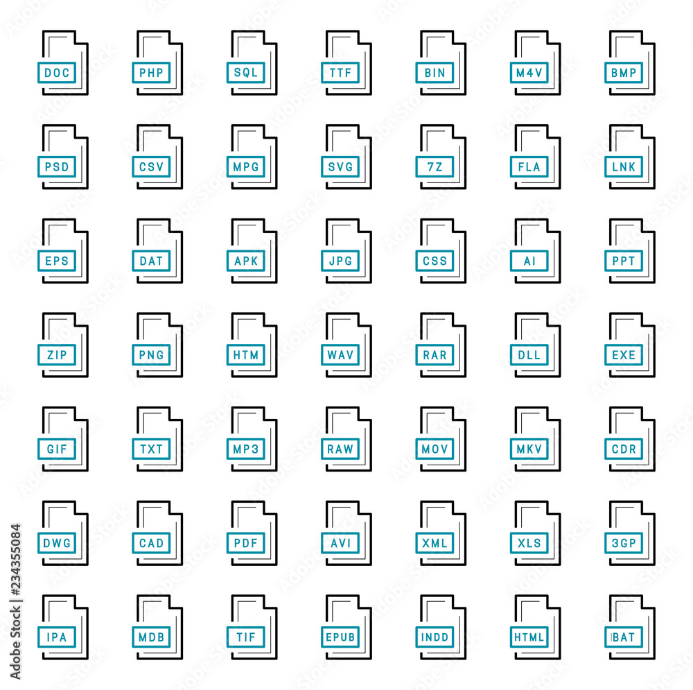 Vector icon set of file formats Vector icon set of file formats