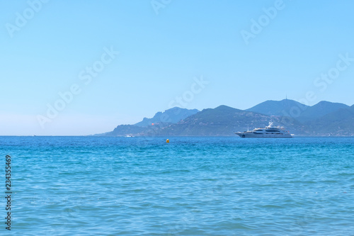 Luxury yacht near the beach of Cannes © frimufilms