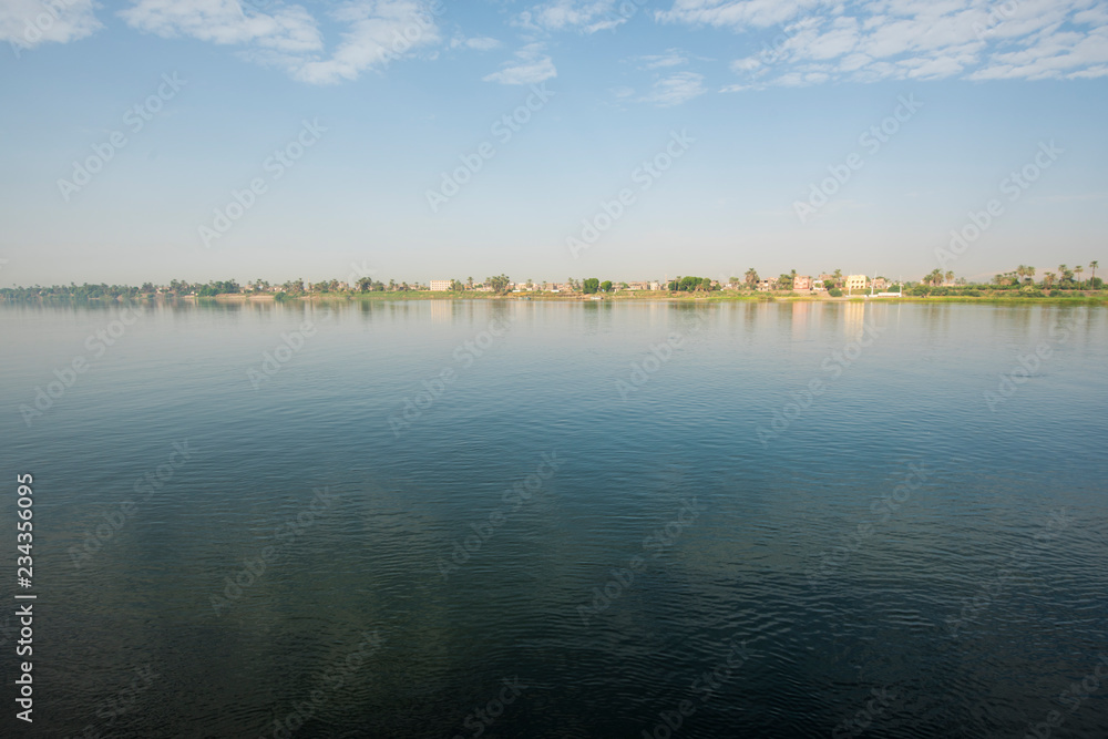 Landscape view of large river nile in Egypt