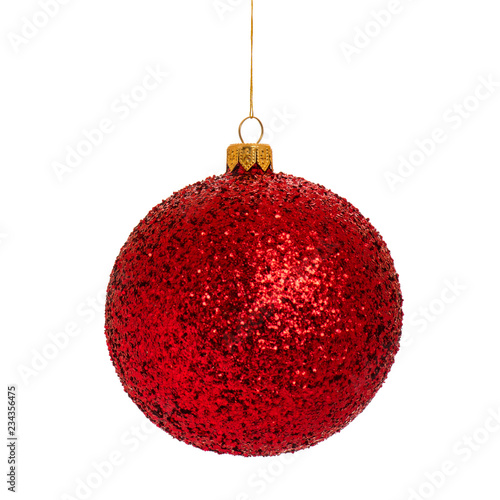 Christmas red bauble - ball isolated on white background