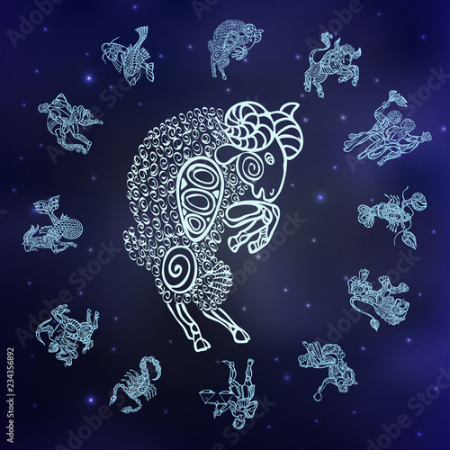 signs of zodiac on space