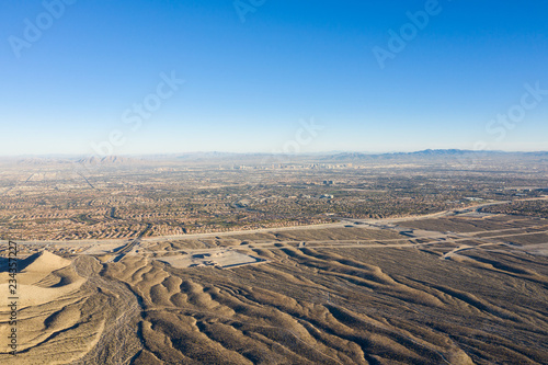 Aerial View of Desert and Housing Development Near Las Vegas  Nevada