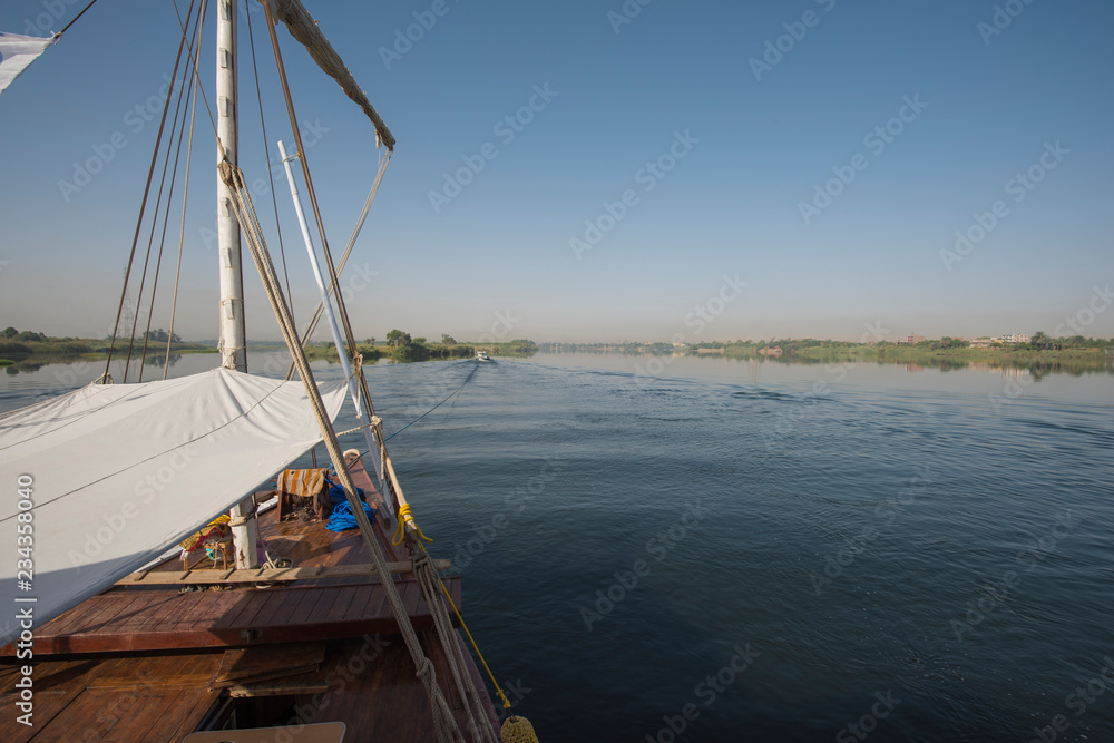 View of river nile in Egypt from luxury cruise boat