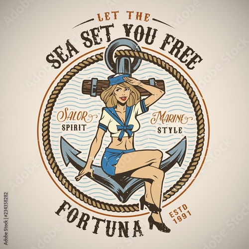 Vintage colorful marine logo