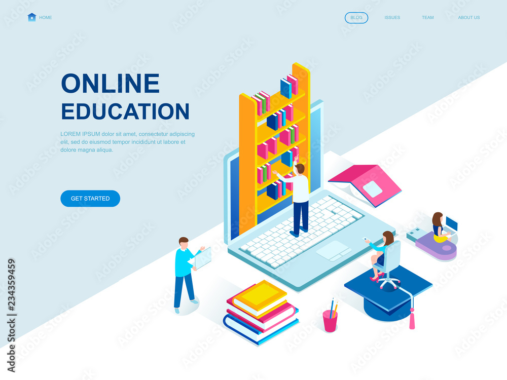 Modern flat design isometric concept of Online Education decorated ...