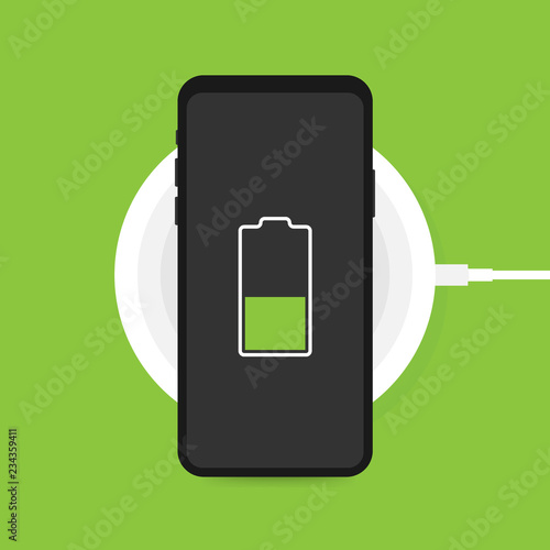 Wireless charging for smartphone. Innovative modern technological accessories. Vector illustration flat design