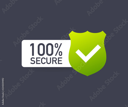 100 Secure grunge vector icon. Badge or button for commerce website. Vector illustration.