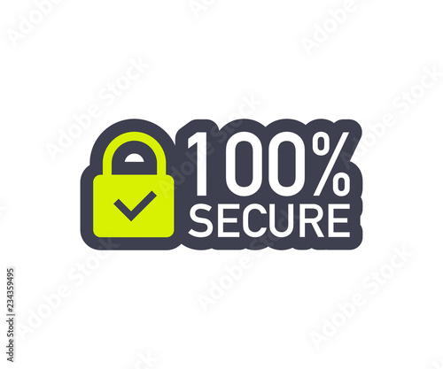 100 Secure grunge vector icon. Badge or button for commerce website. Vector illustration.