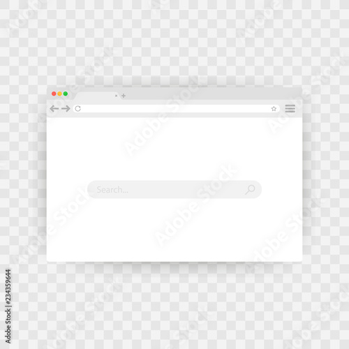Simple browser window on blue background. Browser search. Web browser in flat style. Vector illustration.