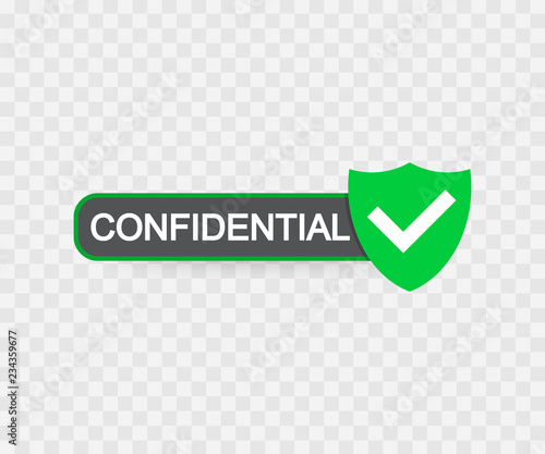 Confidential green stamp vector, isolated on transparent background. Flat icon. Vector illustration