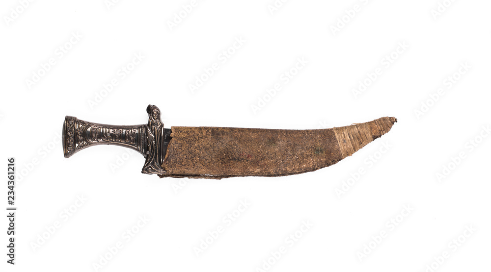 ancient weapon, hunting knife on a white background ancient weapon, hunting knife on a white background