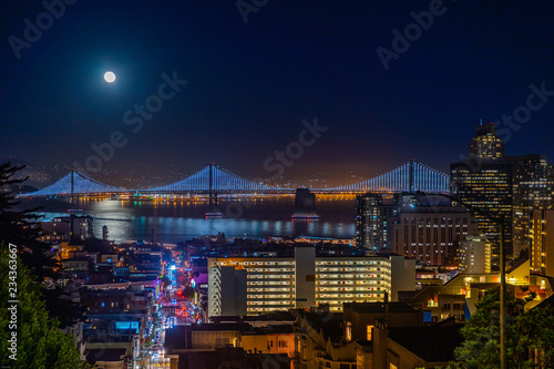 San Francisco   Bay Bridge full moon