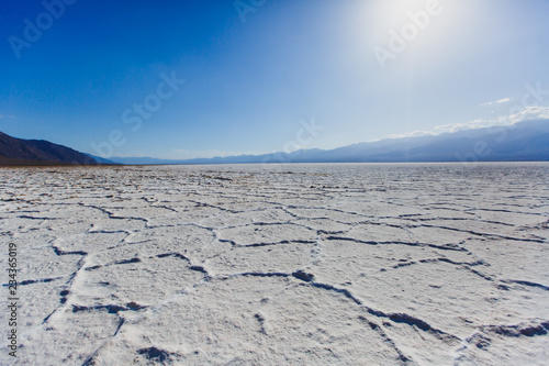 Vibrant view of Badwater basin, endorheic basin in Death Valley National Park, Death Valley, Inyo County California, USA