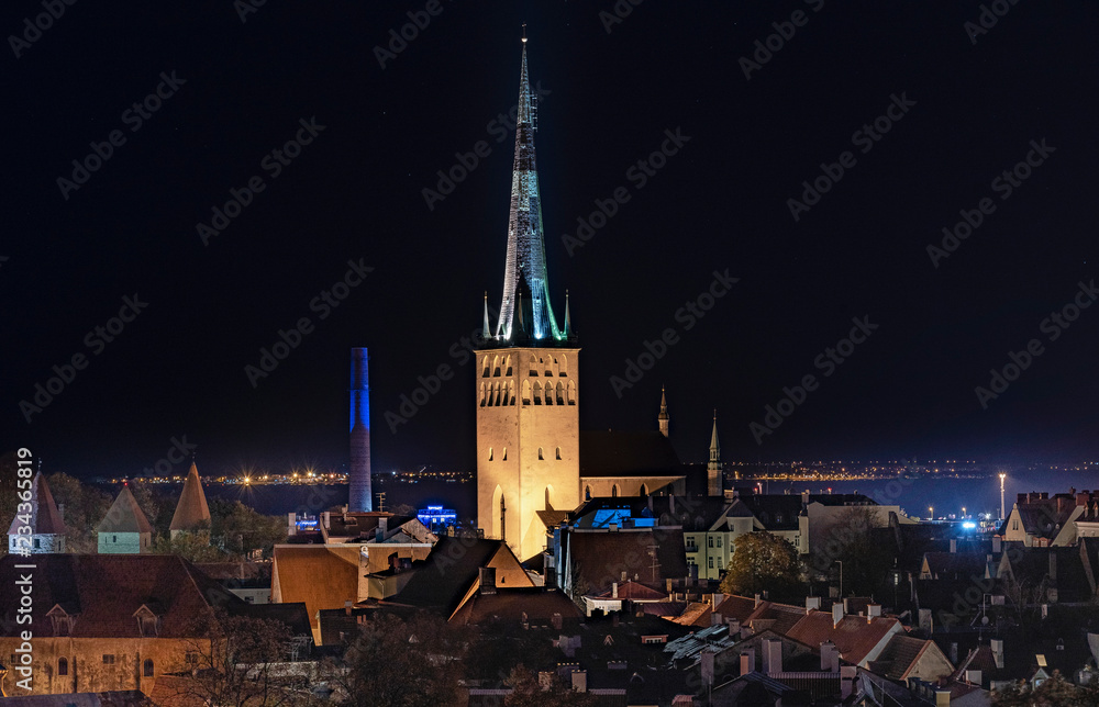 Niight view of Tallinn, Estonia