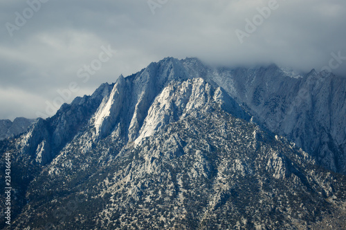 View of Lone Pine Peak  east side of the Sierra Nevada range  the town of Lone Pine  California  Inyo County  United States of America  Inyo National Forest