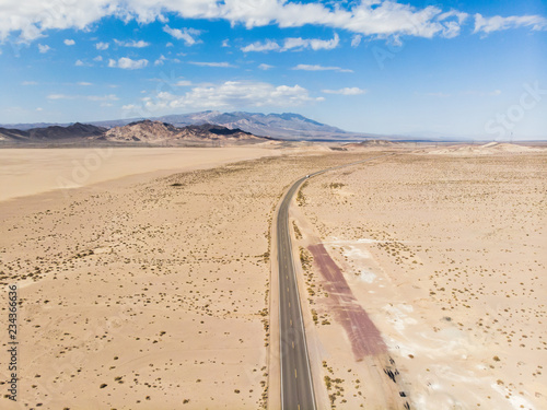 View of Mojave Desert panorama, an arid rain-shadow desert and the driest desert in North America, California, United States of America photo