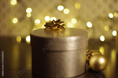 Gold ribbon on gift box