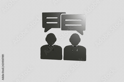 3D illustration of Dialogue, dark color with transparent background.