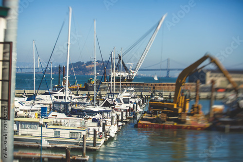 View of San Francisco historic Fisherman s wharf  California  USA  summer sunny day