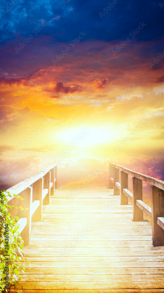 Way to sky . Stairway to heaven . Way to God . bright light from heaven . Religious background . Light from sky . Light at the End of the
