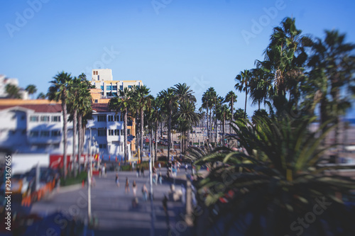 View of historic Santa Monica pier  with beach  amusement park  shops and restaurants  Los-Angeles  California  United States of America