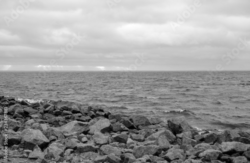 Granite rocks on coast of Baltic sea.