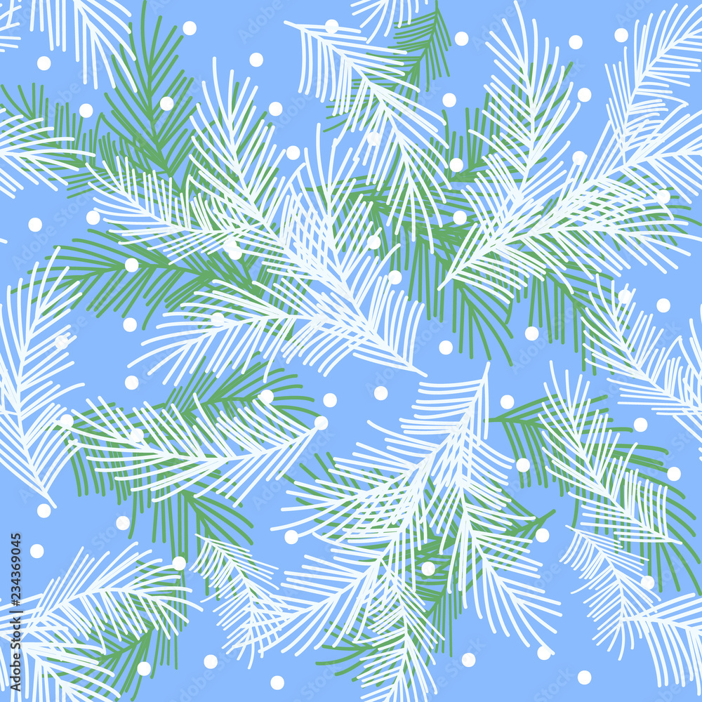 Seamless pattern with fir branches.Christmas and New Year background. Vector illustration.