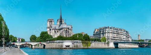 Pano of Notre-Dame de Paris (French for “Our Lady of Paris”), a medieval Catholic cathedral on the Cite Island in Paris, France