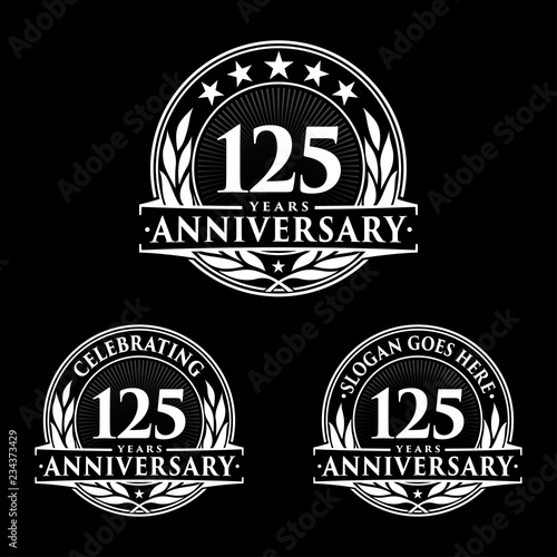 125 Years Anniversary Set. 125th Celebration Logo Collection. Vector and illustration. 