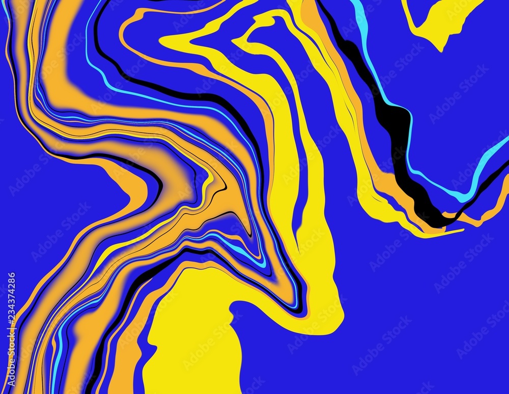 bold bright fluid abstract flowing paint design, one of a kind