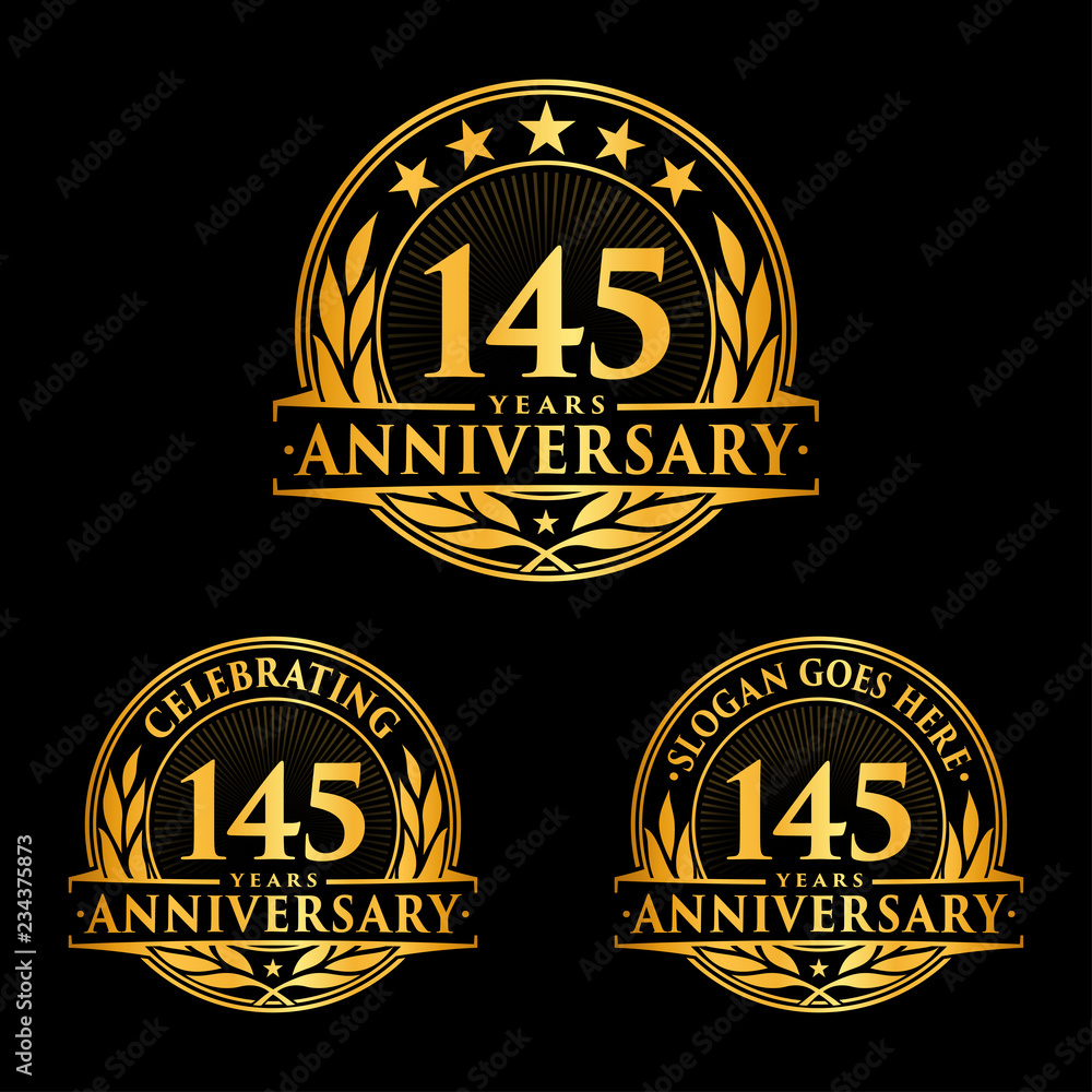 Naklejka premium 145 Years Anniversary Set. 145th Celebration Logo Collection. Vector and illustration. 